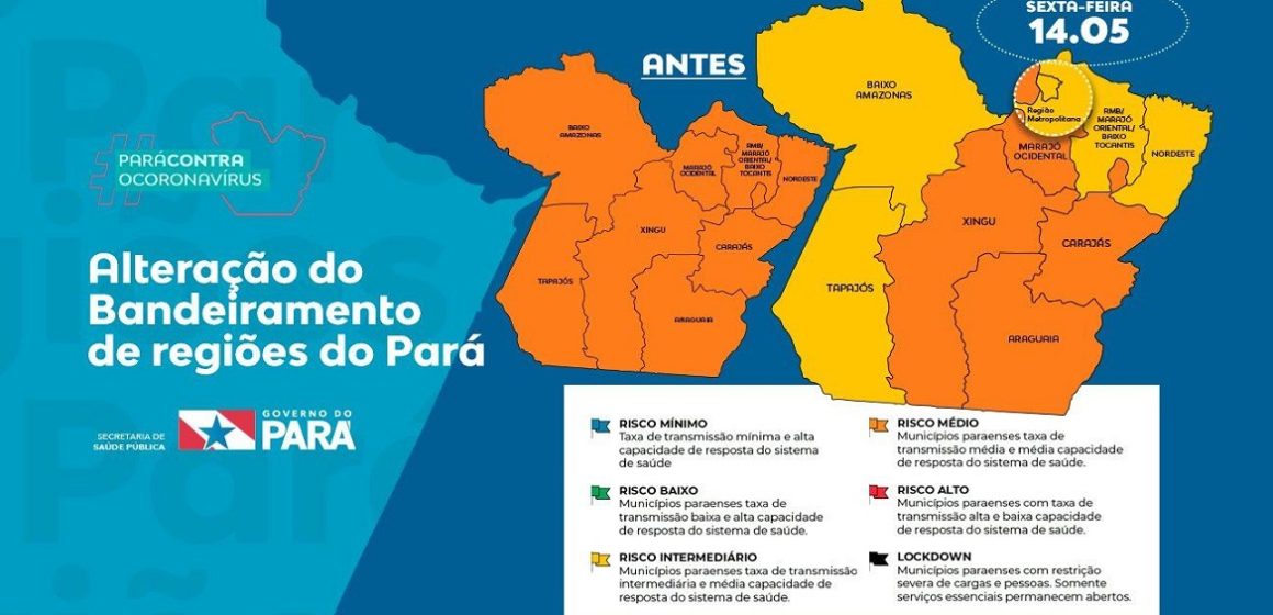 Bandeiramento das regiões do Pará é alterado pelo Governo do Estado