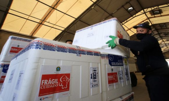 Pará recebe mais 180 mil e 100 doses de vacinas contra covid-19, nesta terça-feira (27)