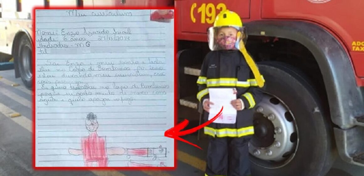 Menino de 6 anos se candidata a vaga de bombeiro e entrega “currículo”. Veja mais sobre isso
