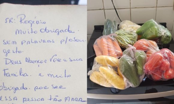 Empresário devolve celular perdido a feirante, recebe alimentos de agradecimento e postagem repercute