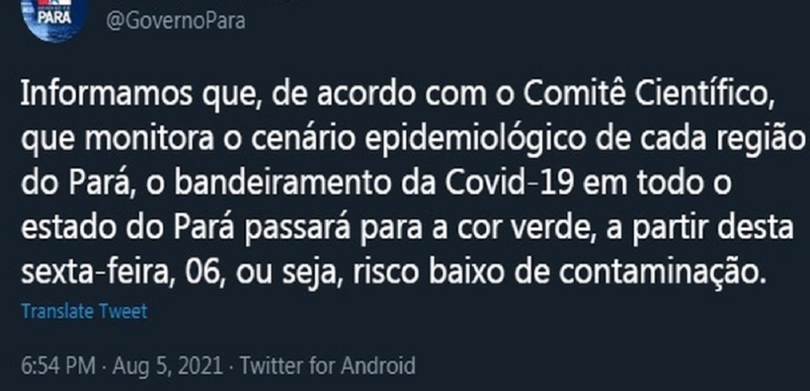 Todas as cidades do Pará passam para bandeira verde em nova flexibilização do governo estadual