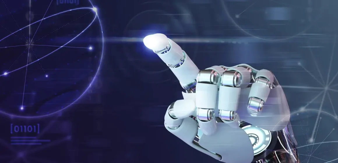dedo-da-mao-do-robo-graficos-de-tecnologia-de-fundo-de-ia Meta terá de suspender uso de dados na internet para treinar IA