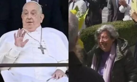 A senhora que chamou a atenção do Papa
