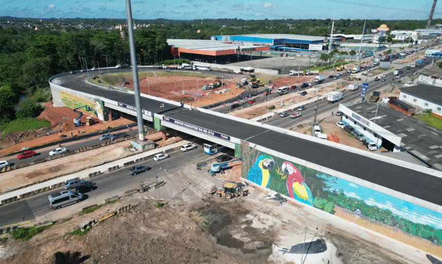 Viaduto da BR-316 entra na fase final e recebe arte inspirada na Amazônia