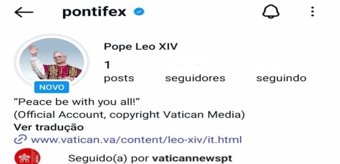 Vaticano divulga perfil do Papa Leão XIV no Instagram