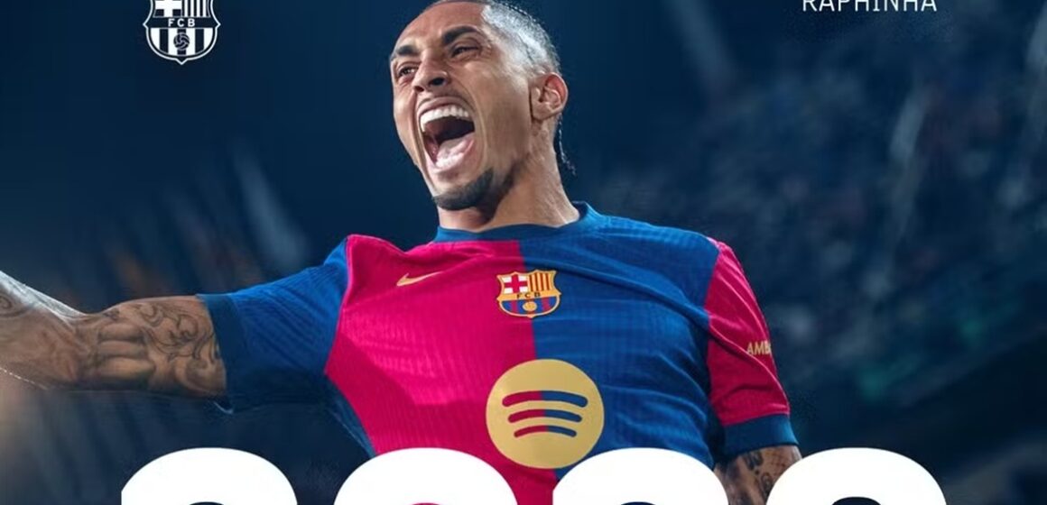 Barcelona anuncia renovação de Raphinha até 2028