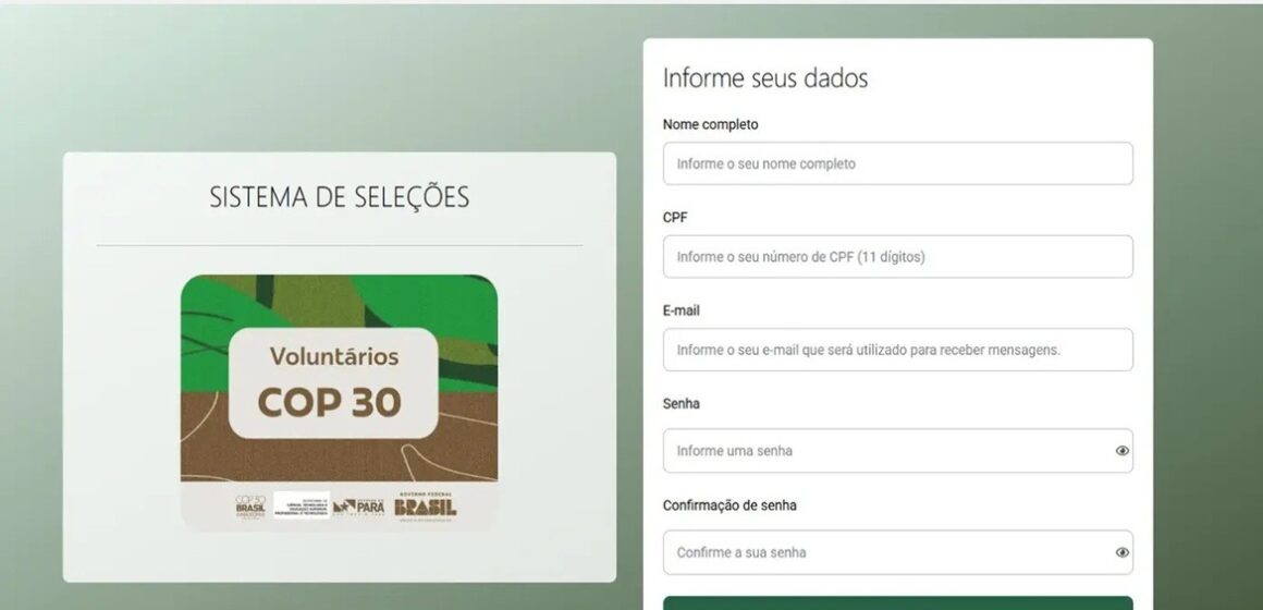 Inscrições para voluntários da COP30 são prorrogadas até 10 de junho