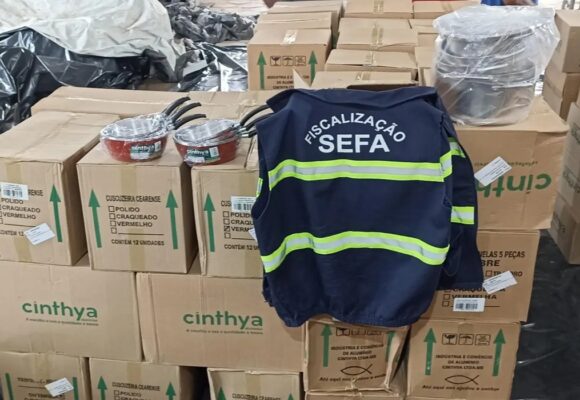 Fiscais apreendem 392 caixas de produtos de cozinha sem nota fiscal em Cachoeira do Piriá