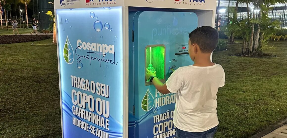 Ponto de hidratação gratuita é instalado no Parque da Cidade em Belém