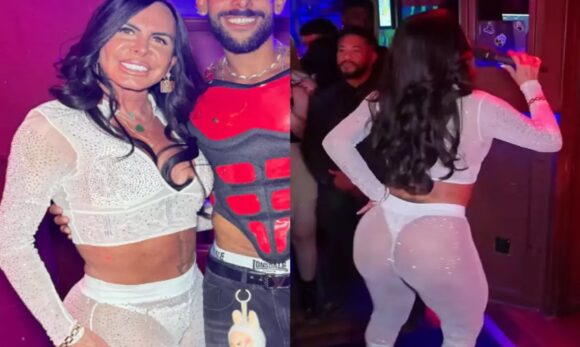 Gretchen chama atenção com look transparente em show na Irlanda