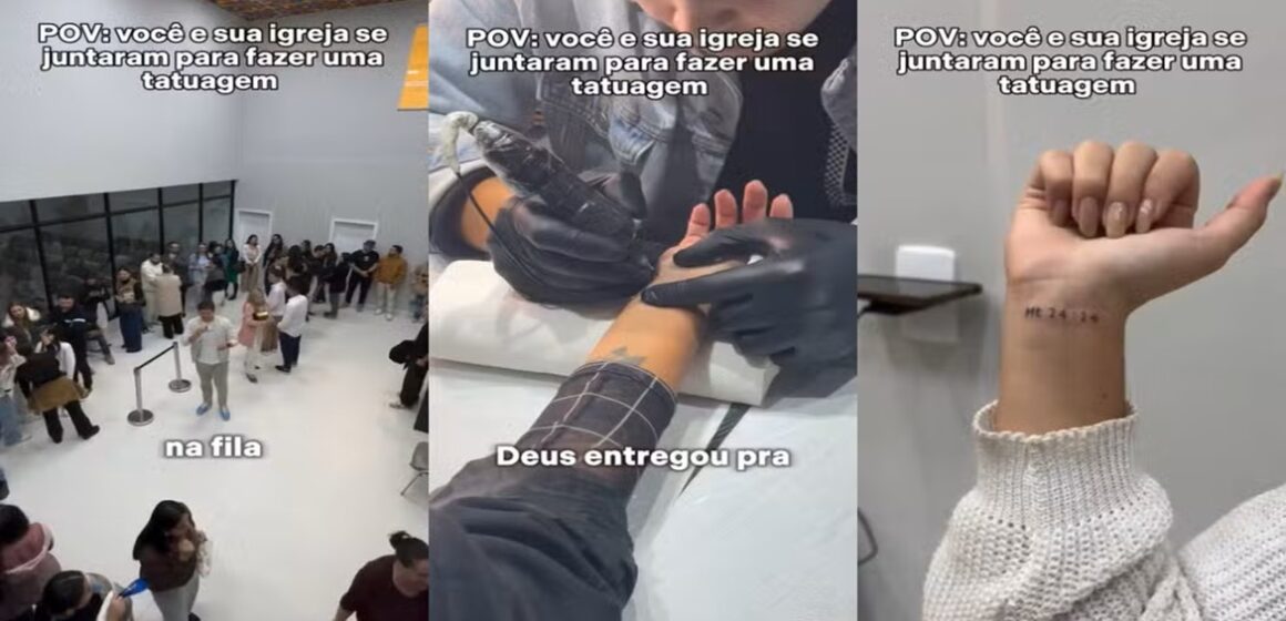 Igreja em Balneário Camboriú promove tatuagem coletiva com versículos bíblicos e gera polêmica
