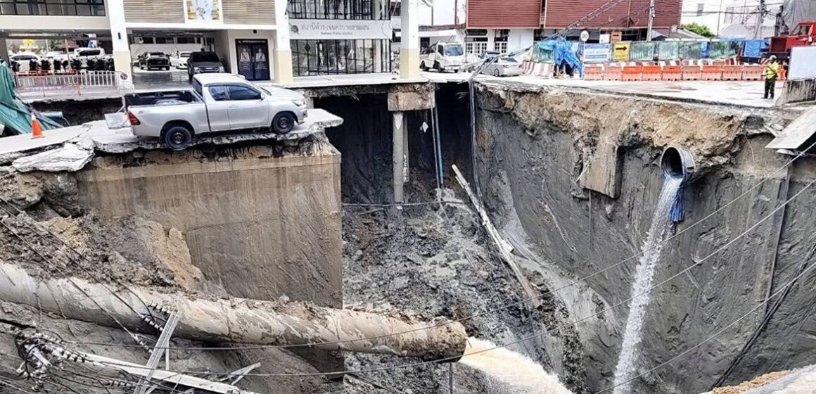 Cratera gigante se abre em avenida da Tailândia e interdita hospital