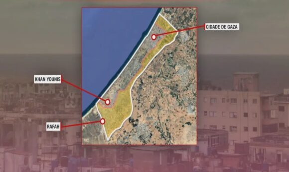 mapa-recuo-israel-gaza Acordo de cessar-fogo em Gaza estabelece recuo das tropas israelenses para linha definida por mapa