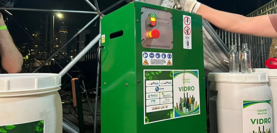 Pará apresenta triturador itinerante de vidro como exemplo de economia circular na COP30