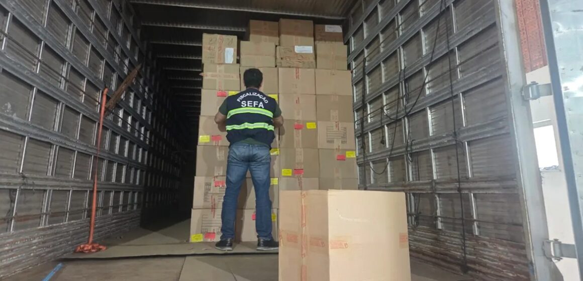 Operação fiscal apreende mais de 4,9 mil tênis falsificados e 1.900 luminárias no Pará