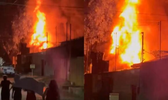 Incêndio destrói residência durante noite de Natal em Paragominas, no Pará