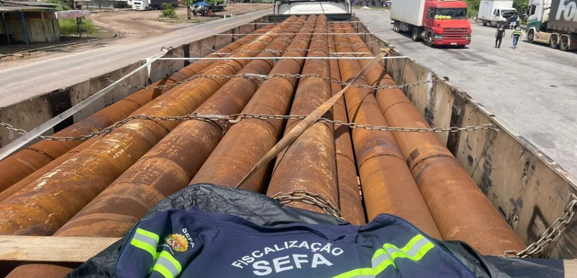 Sefa apreende 354 toneladas de tubos de ferro no Pará