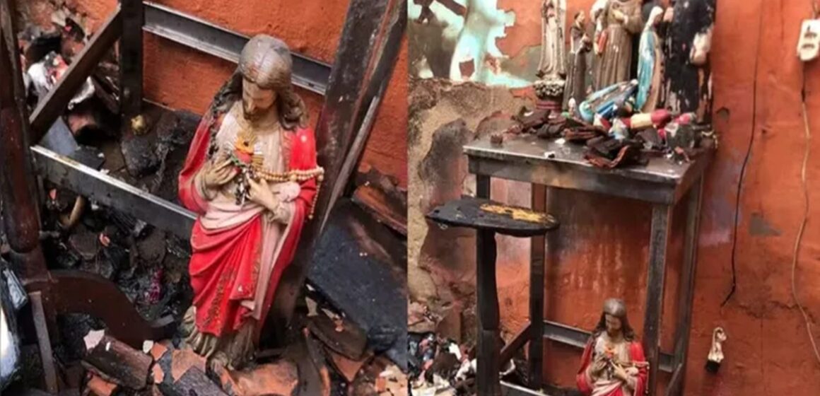 Imagem de Jesus permanece intacta após incêndio no Piauí