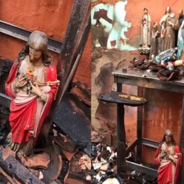 Imagem de Jesus permanece intacta após incêndio no Piauí