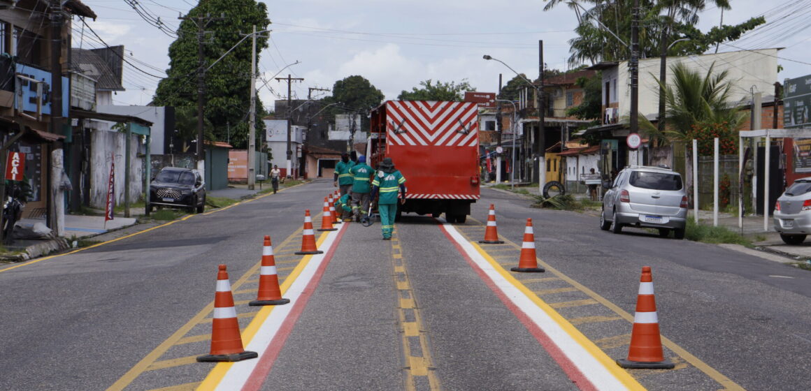 Prefeitura de Belém revitaliza sinalização viária em 22 quilômetros de vias no distrito de Mosqueiro