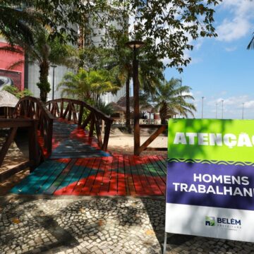 Prefeitura de Belém inicia revitalização do Ver-o-Rio com recuperação de calçadas, brinquedos e passarela de madeira; serviços devem durar 45 dias