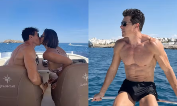 rodrigo-faro Rodrigo Faro curte passeio romântico de barco na Itália com Vera Viel e filhas, e ganha elogios pelo físico aos 52 anos