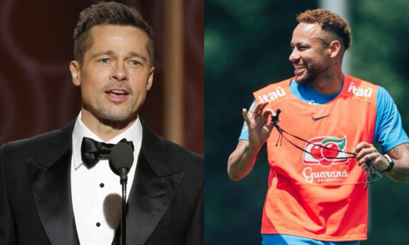 Brad Pitt brinca e escolhe Neymar como “primeiro aluno” em curso de atuação para jogadores